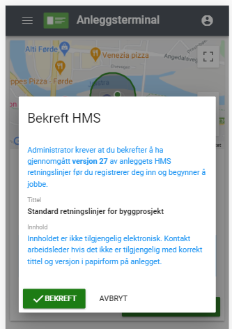 Skjermkopi innregistrering mobil hms bekreftelse 2